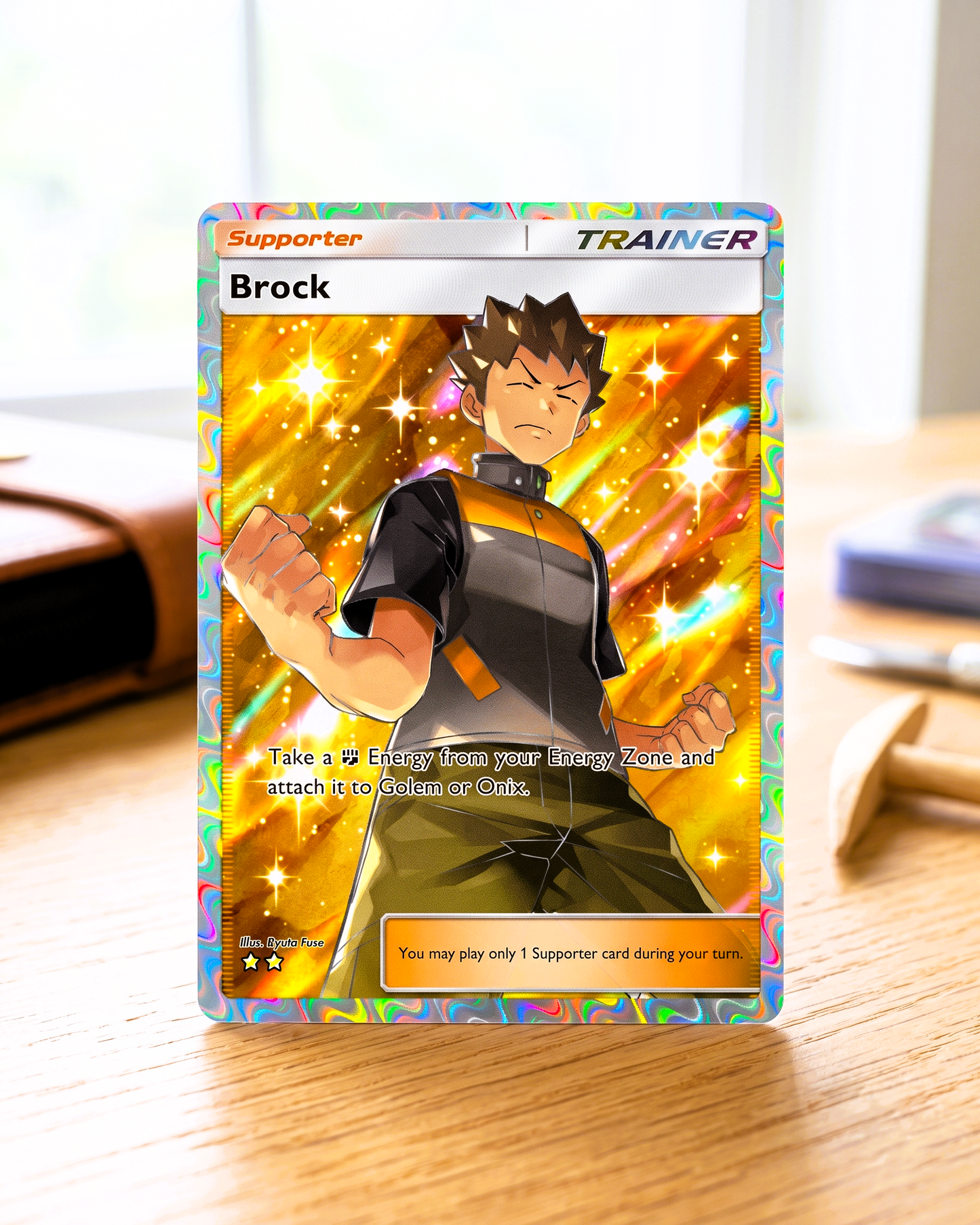 TCG Pocket Physical Custom Card | Trainer Brock Full Art A1-271 – Genetic Apex