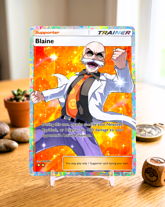 TCG Pocket Physical Custom Card | Trainer Blaine Full Art A1-268 – Genetic Apex