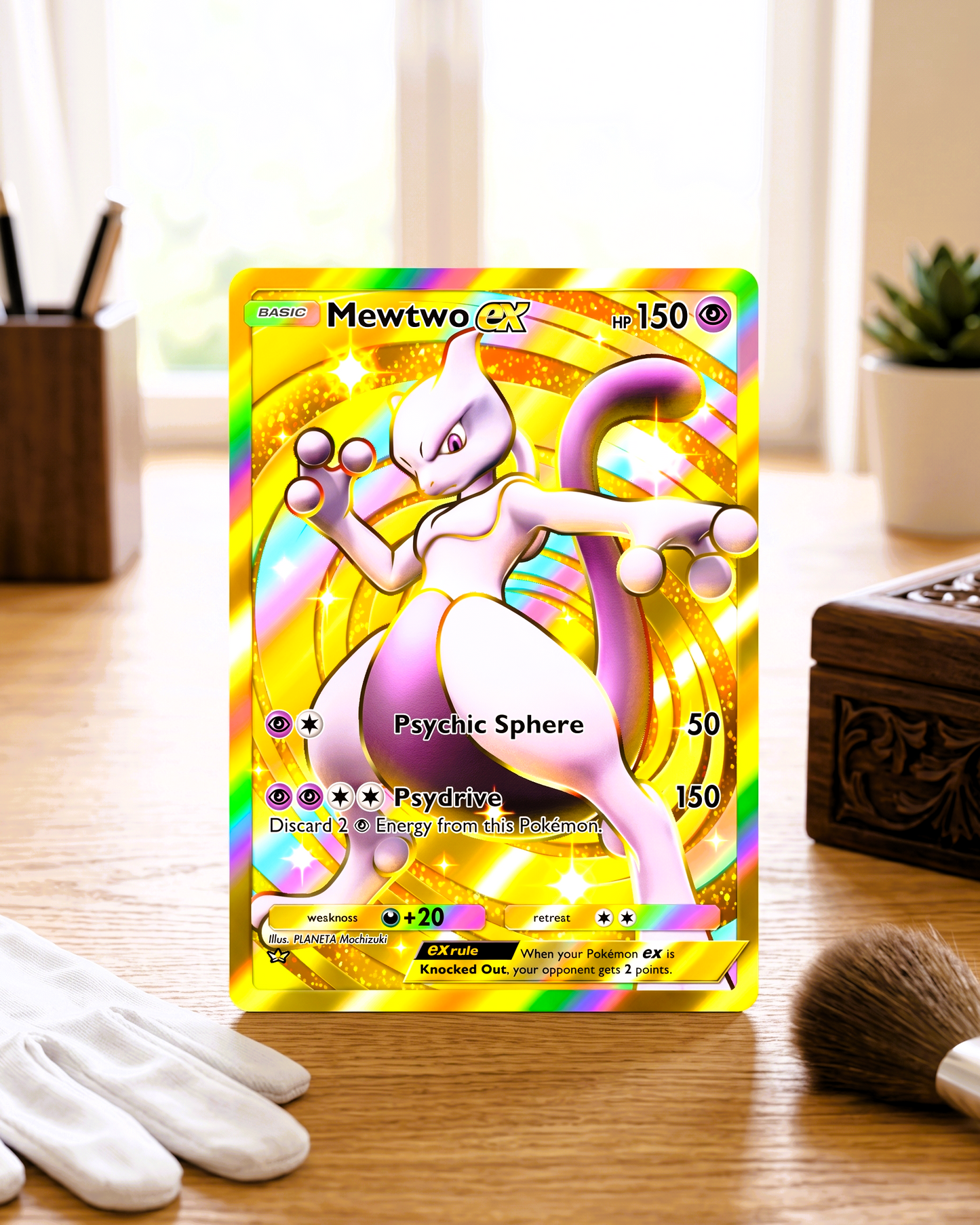 Carte personnalisée physique TCG Pocket | Mewtwo EX Or A1-286 – Sommet Génétique