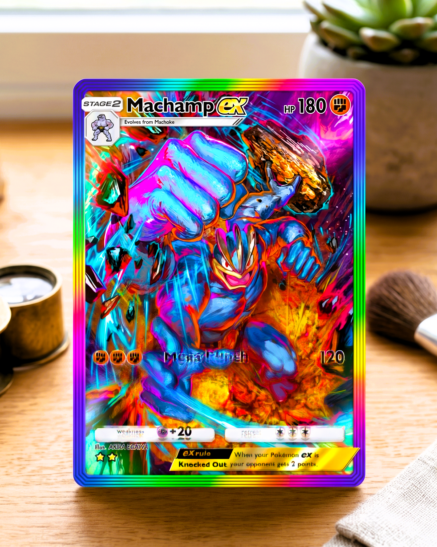 TCG Pocket Physical Custom Card | Machamp EX Rainbow A1-278 – Genetic Apex