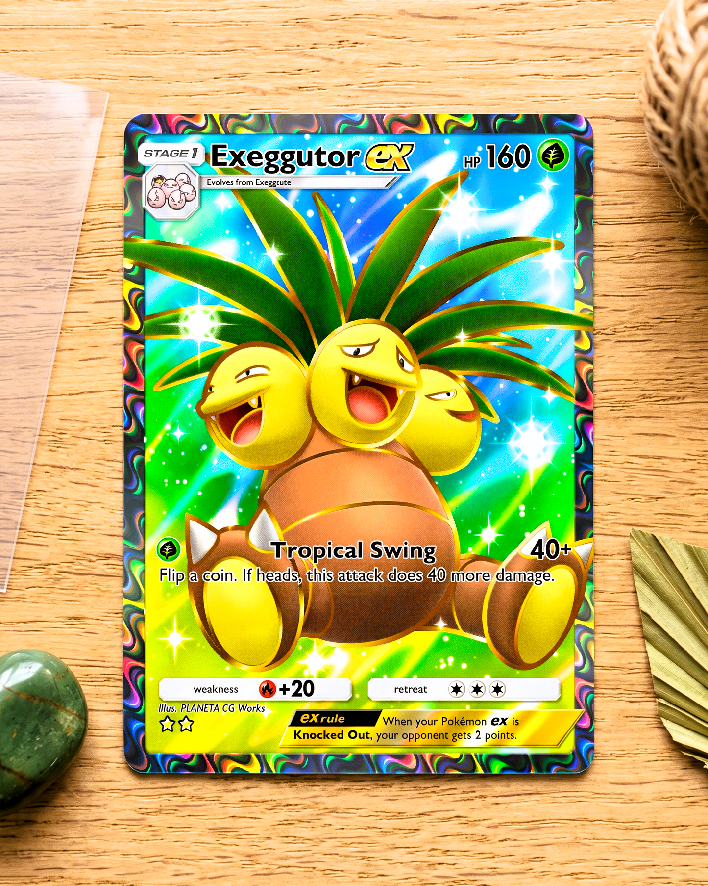Carte personnalisée physique TCG Pocket | Exeggutor EX Full Art A1-252 – Sommet Génétique