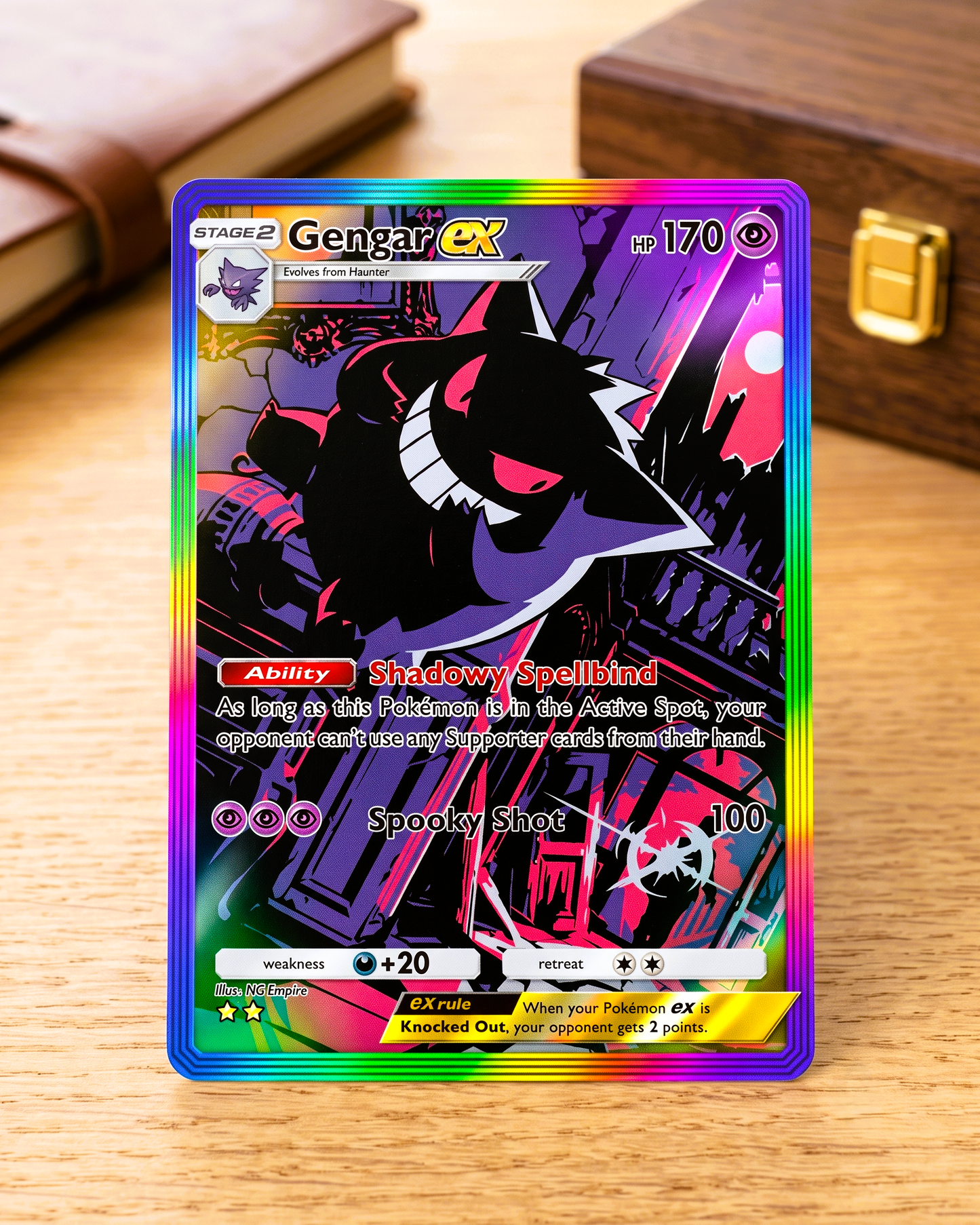 TCG Pocket Physical Custom Card | Gengar EX Rainbow A1-277 – Genetic Apex