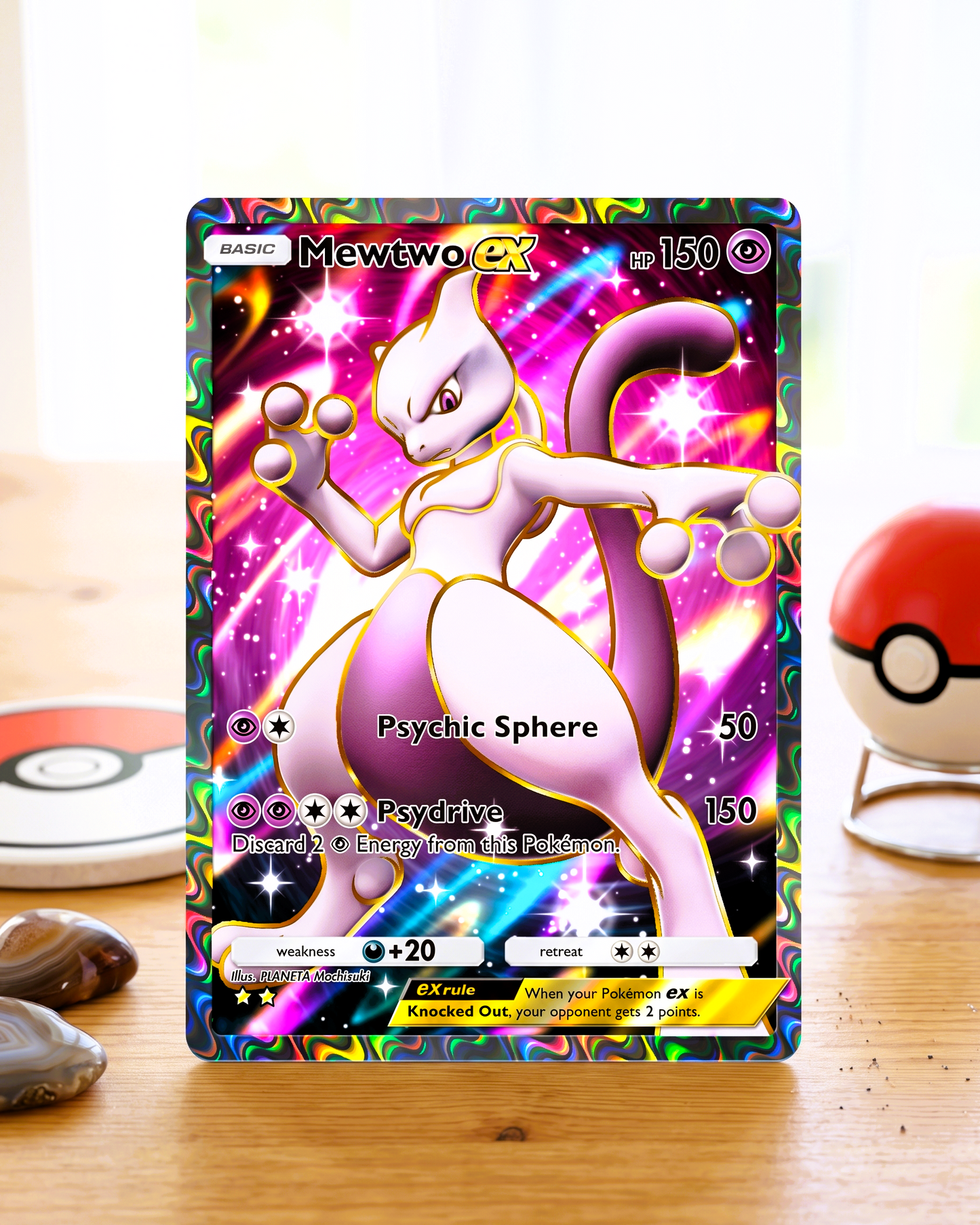 Carte personnalisée physique TCG Pocket | Mewtwo EX Full Art A1-262 – Apex Génétique