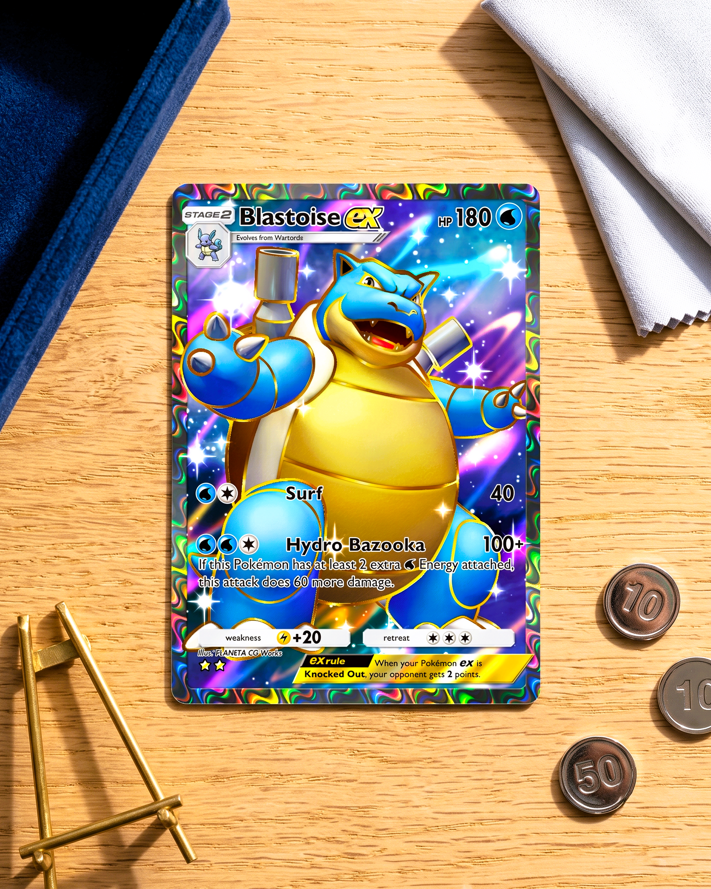 TCG Pocket Physical Custom Card | Blastoise EX Full Art A1-256 – Genetic Apex