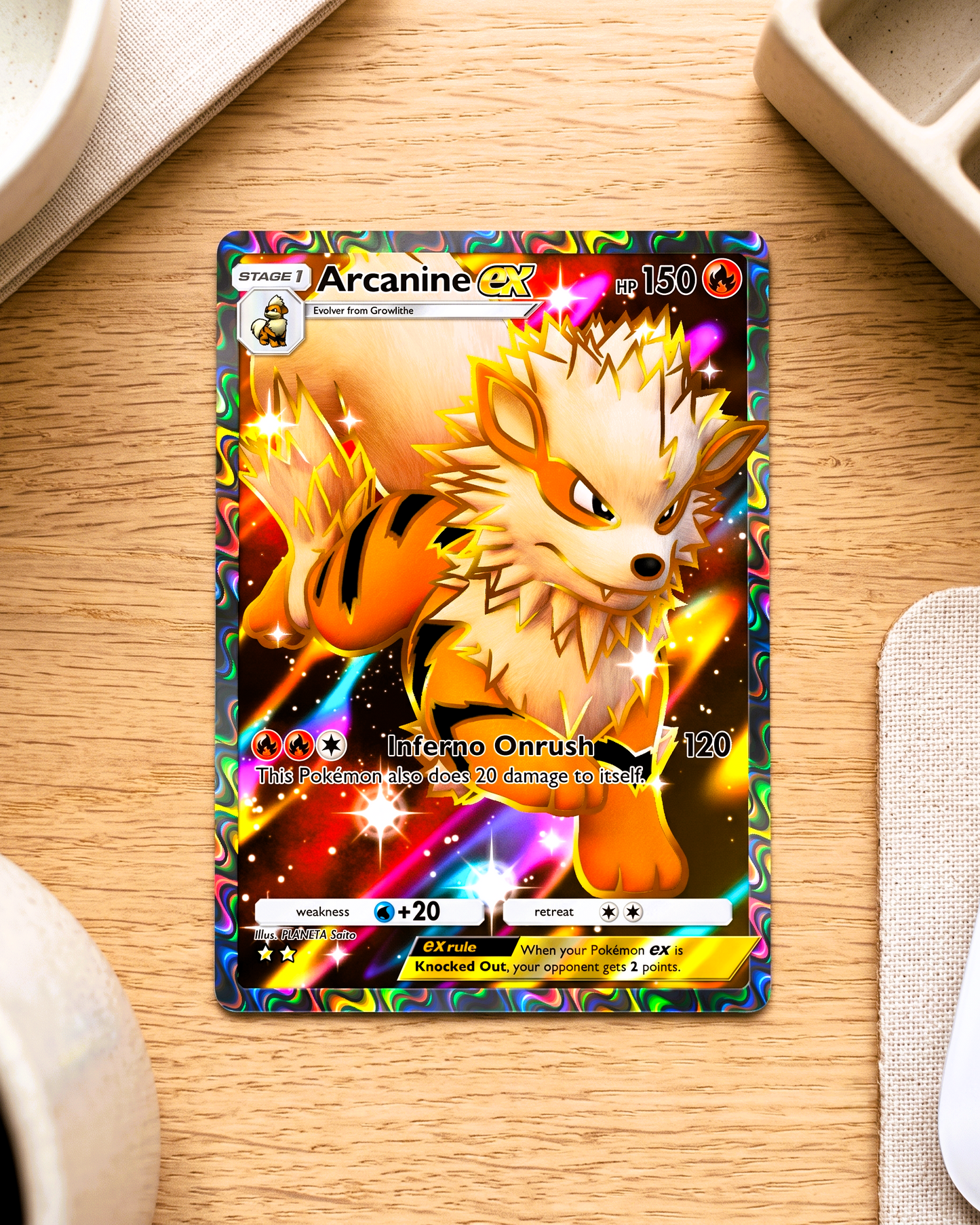 TCG Pocket Physical Custom Card | Arcanine EX Full Art A1-254 – Genetic Apex