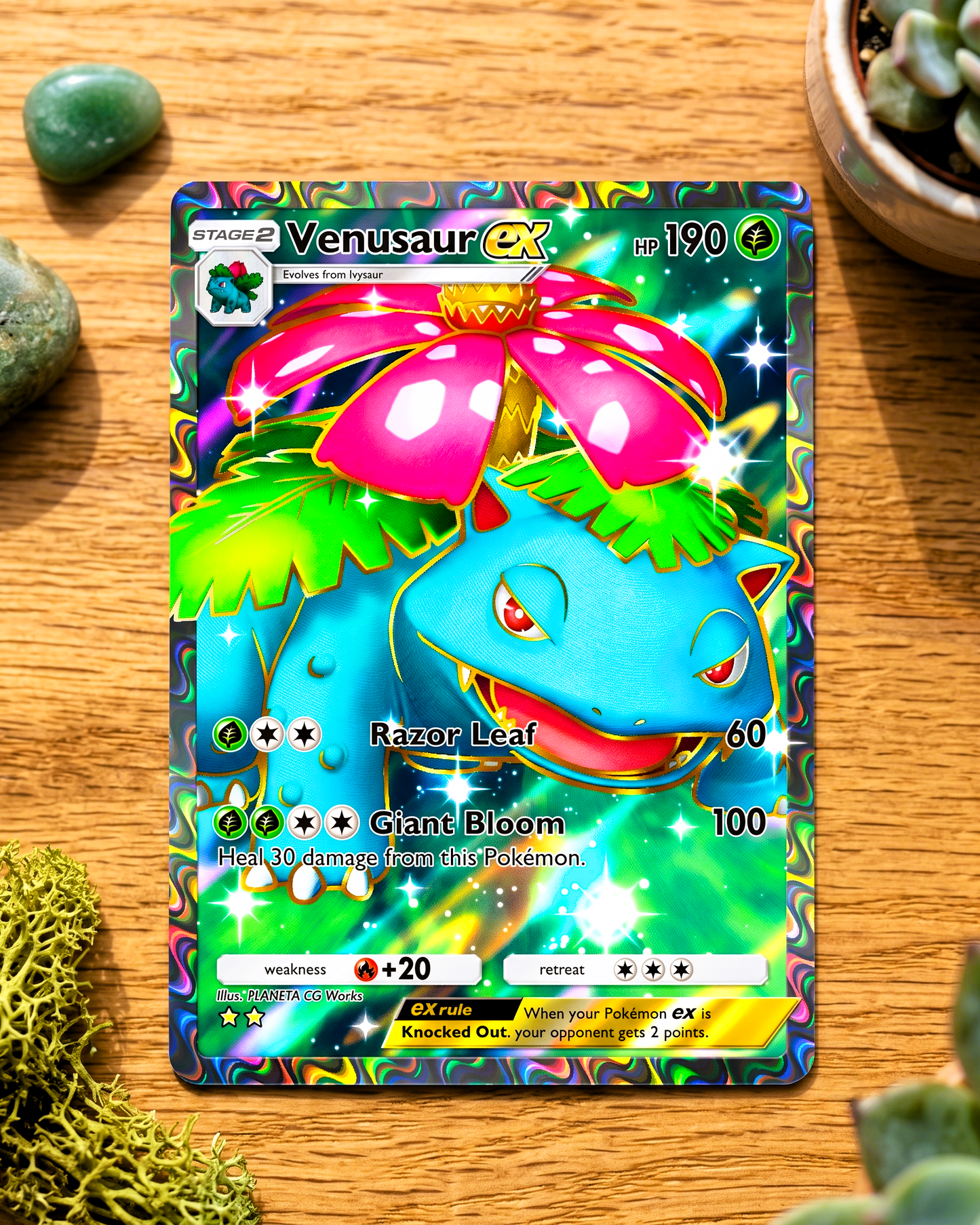 TCG Pocket Physische Custom Karte | Bisaflor EX Vollbild A1-251 – Genetischer Gipfel