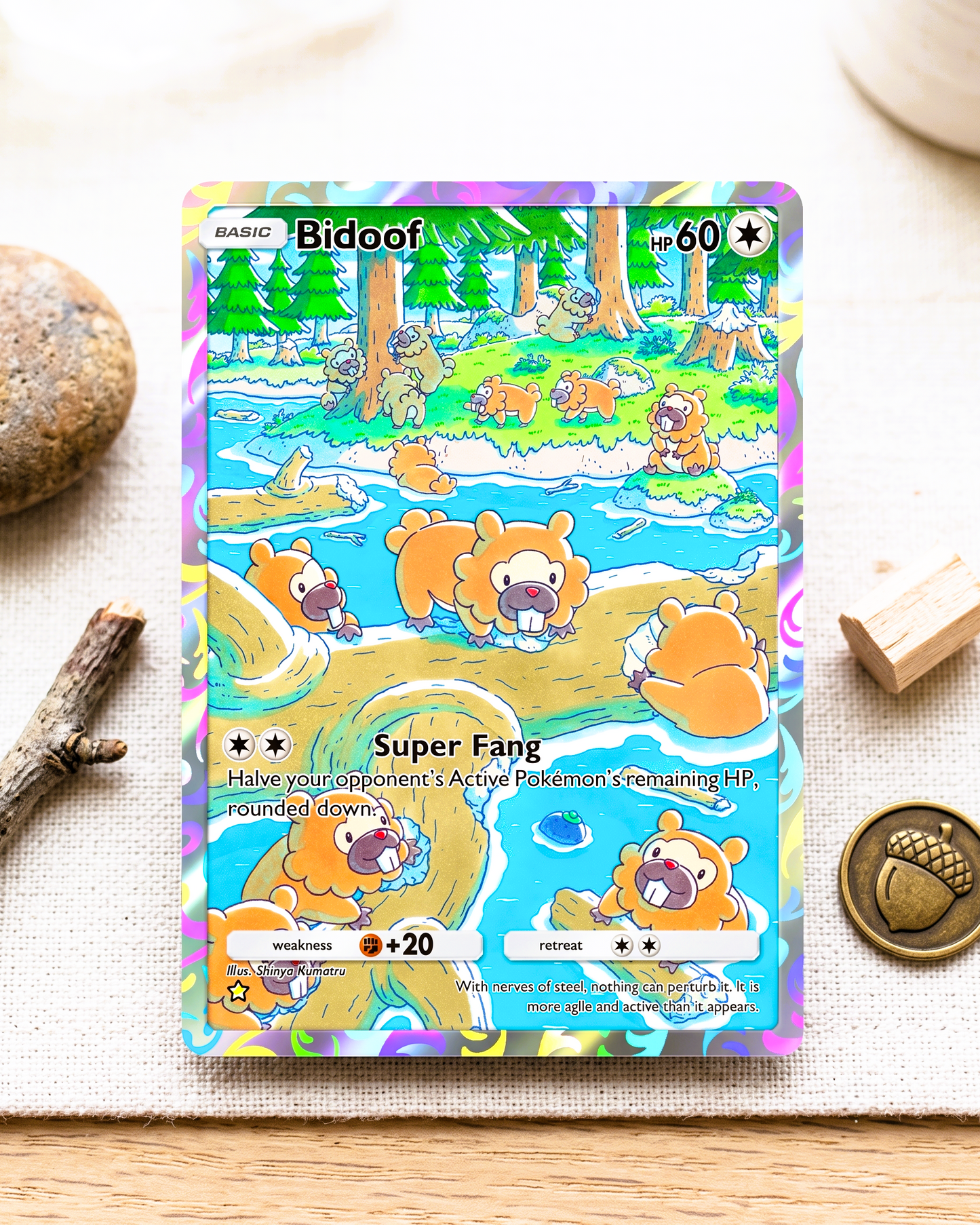 TCG Physische Custom Karte zum Einstecken | Bidoof A2-177 – Raum-Zeit-Hauerei