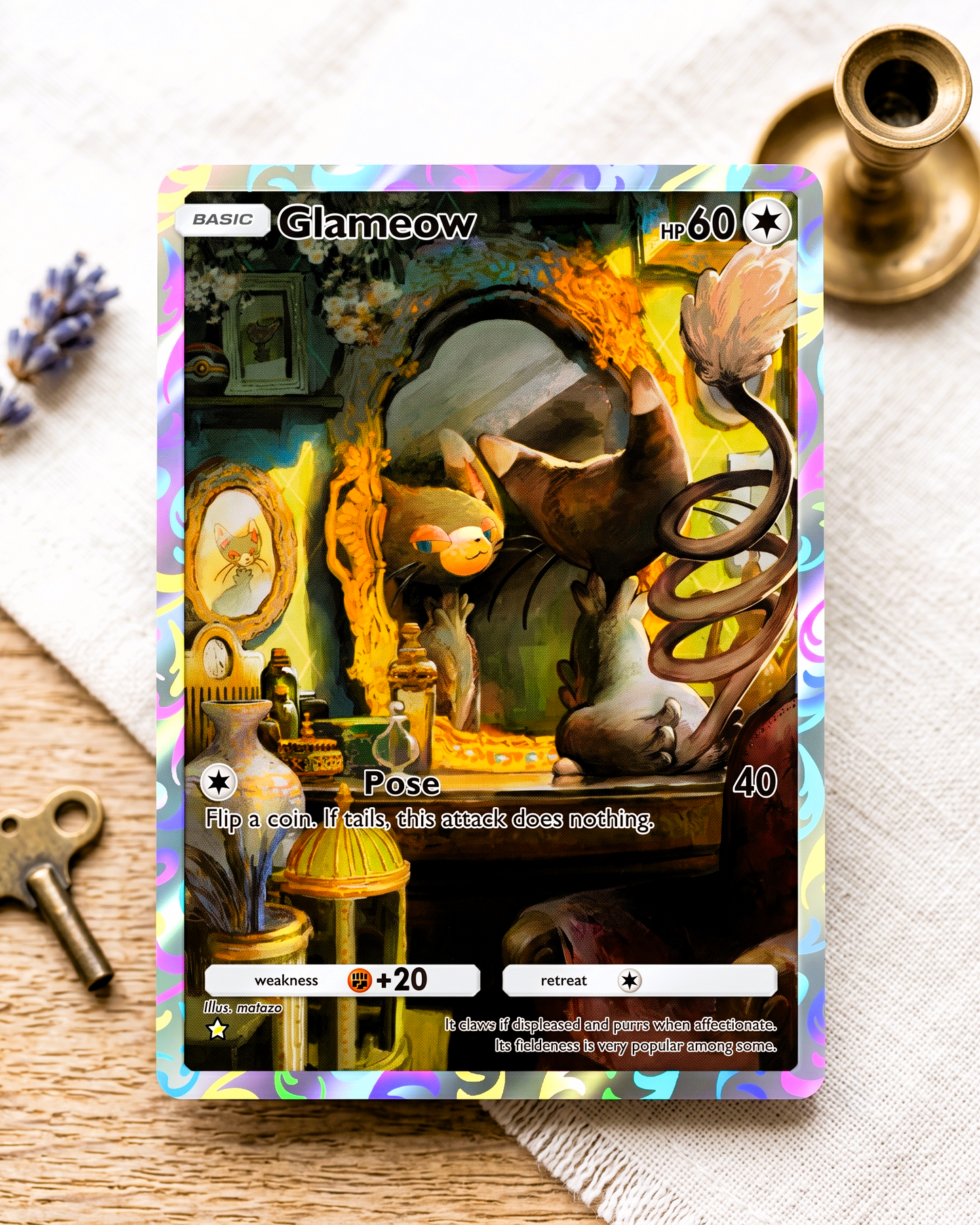 TCG Pocket Physical Custom Card | Glameow A2-178 – Space-Time Smackdown