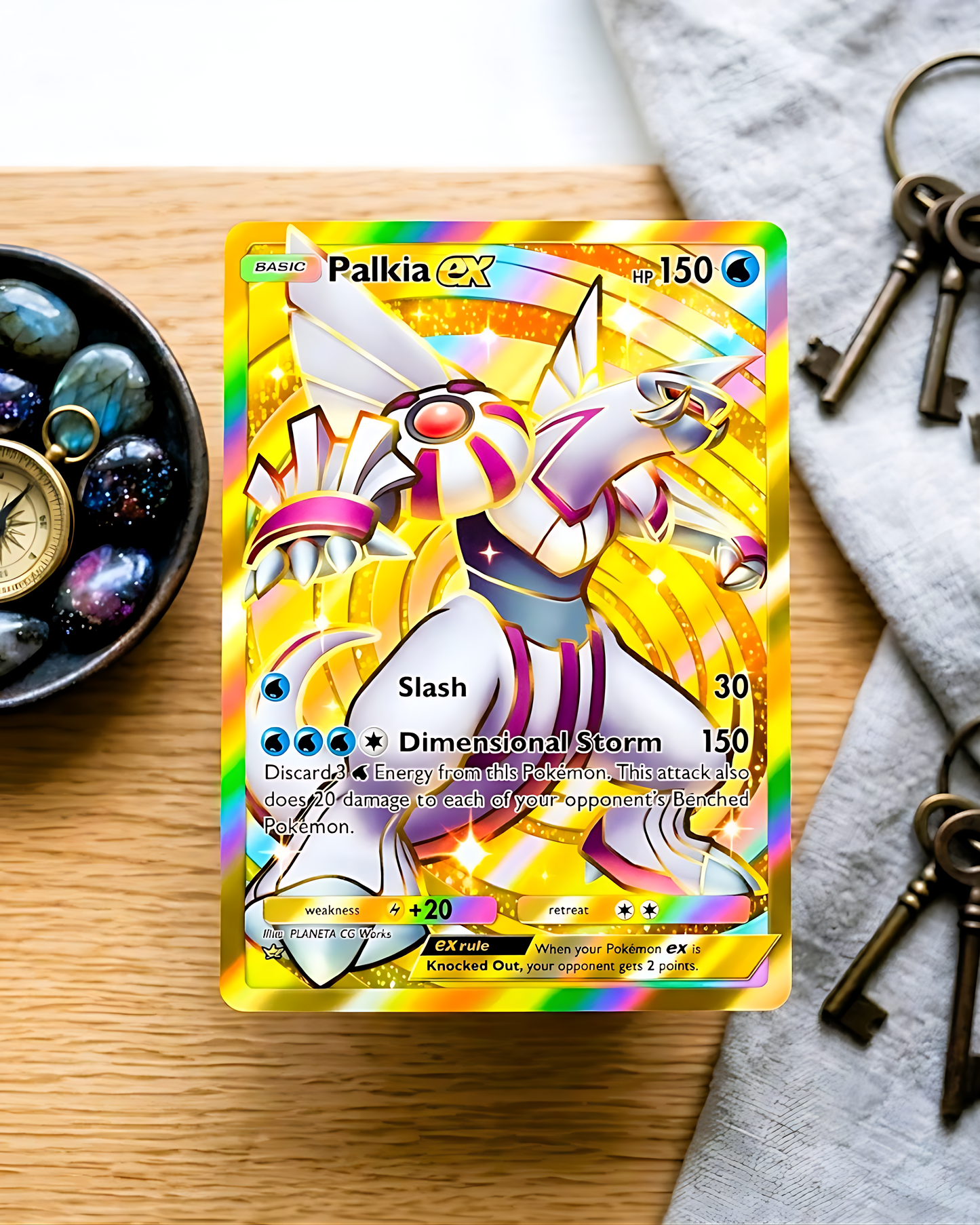 TCG Pocket Physical Custom Card | Palkia EX Gold A2-206 – Space-Time Smackdown