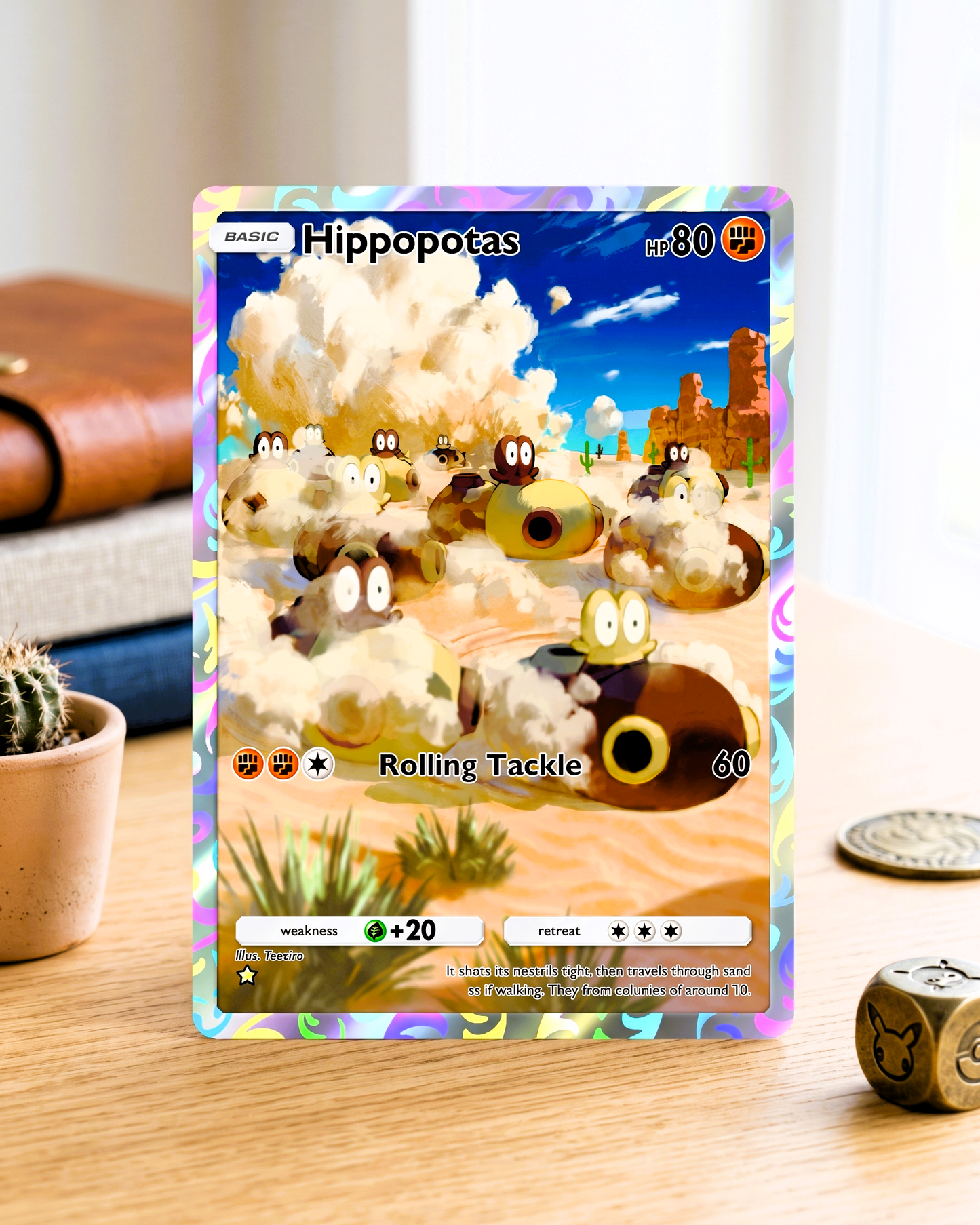 TCG Pocket Physical Custom Card | Hippopotas A2-171 – Space-Time Smackdown