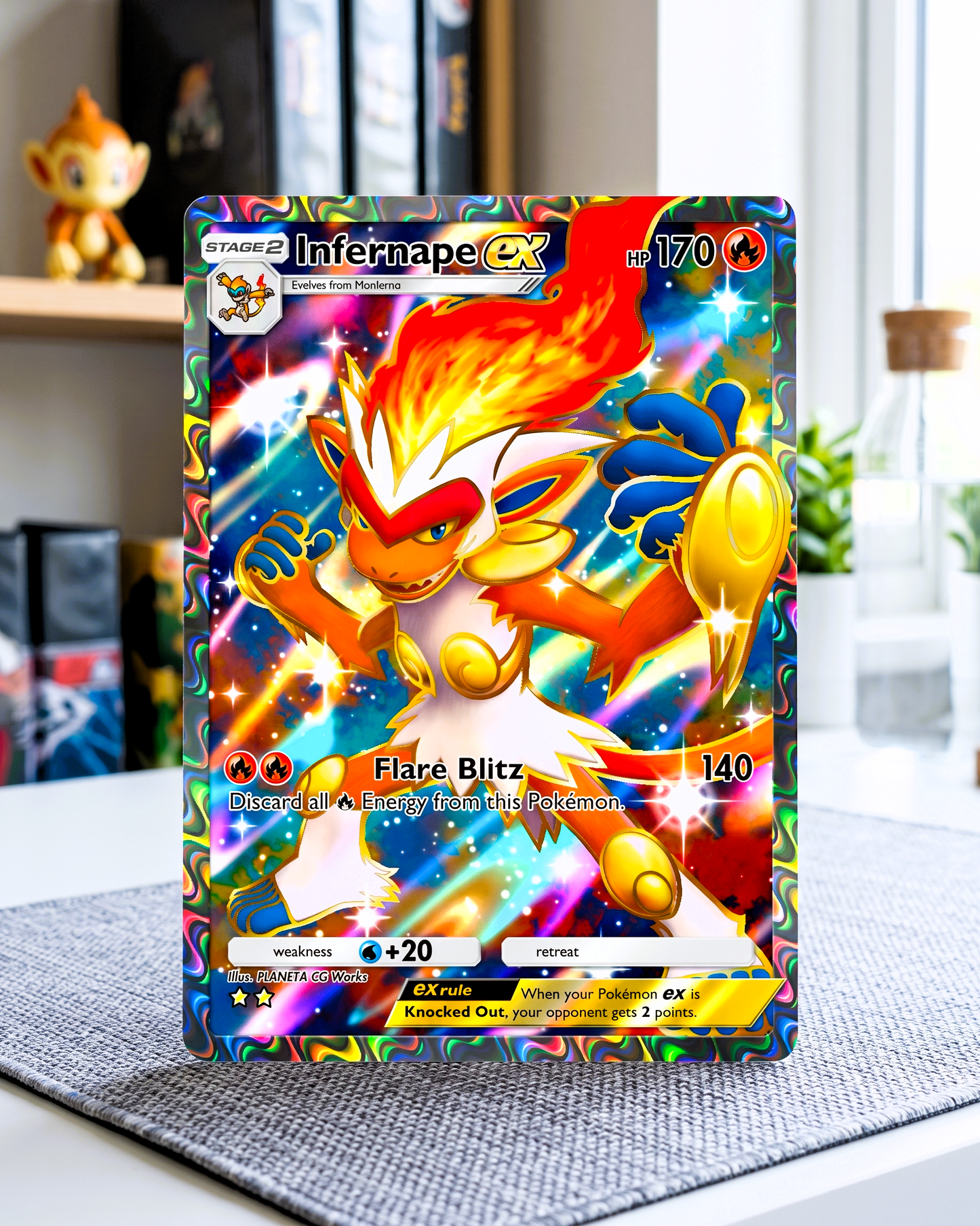 Carte physique personnalisée JCC | Infernape EX A2-181 – Confrontation Spatio-Temporelle