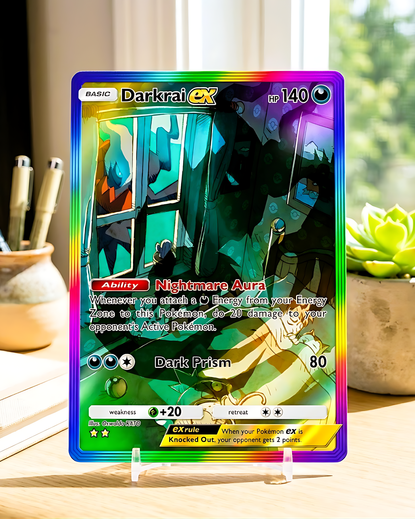 TCG Pocket Physical Custom Card | Darkrai EX Rainbow A2-202 – Space-Time Smackdown