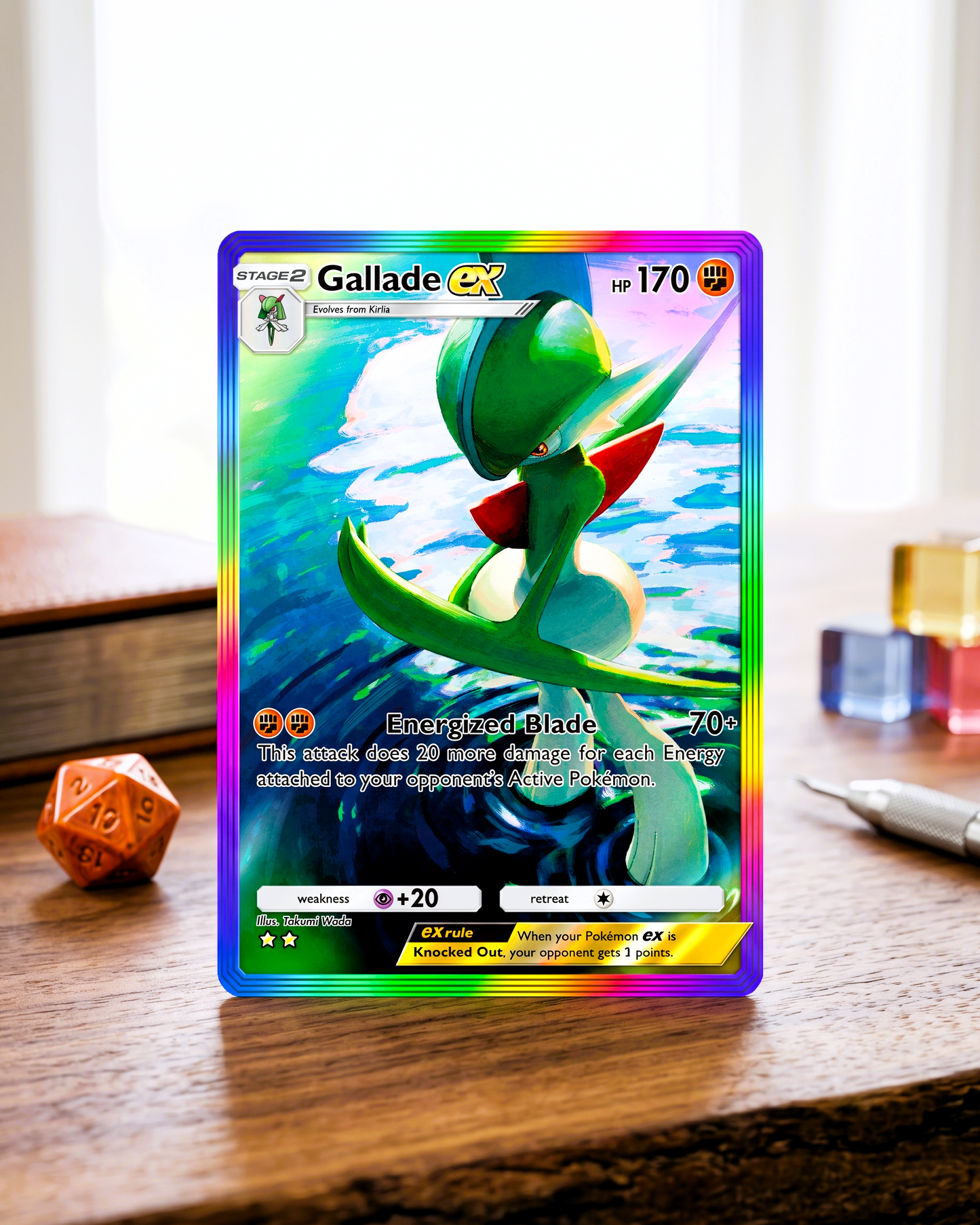 TCG Pocket Physical Custom Card | Gallade EX Rainbow A2-200 – Space-Time Smackdown
