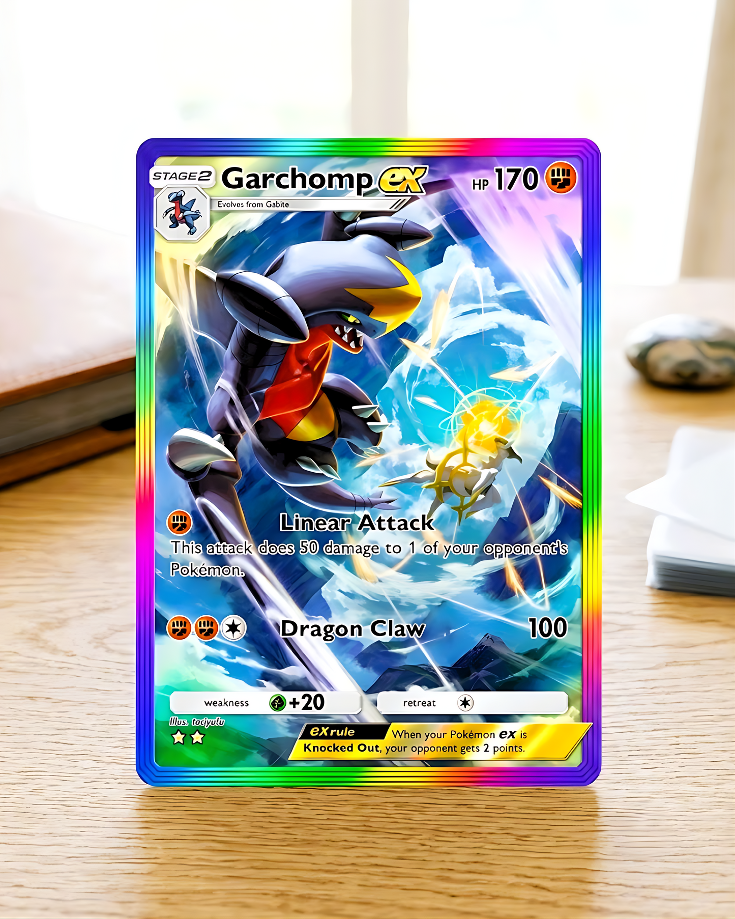 TCG Pocket Physical Custom Card | Garchomp EX Rainbow A2a-093 – A2a-Triumphant Light