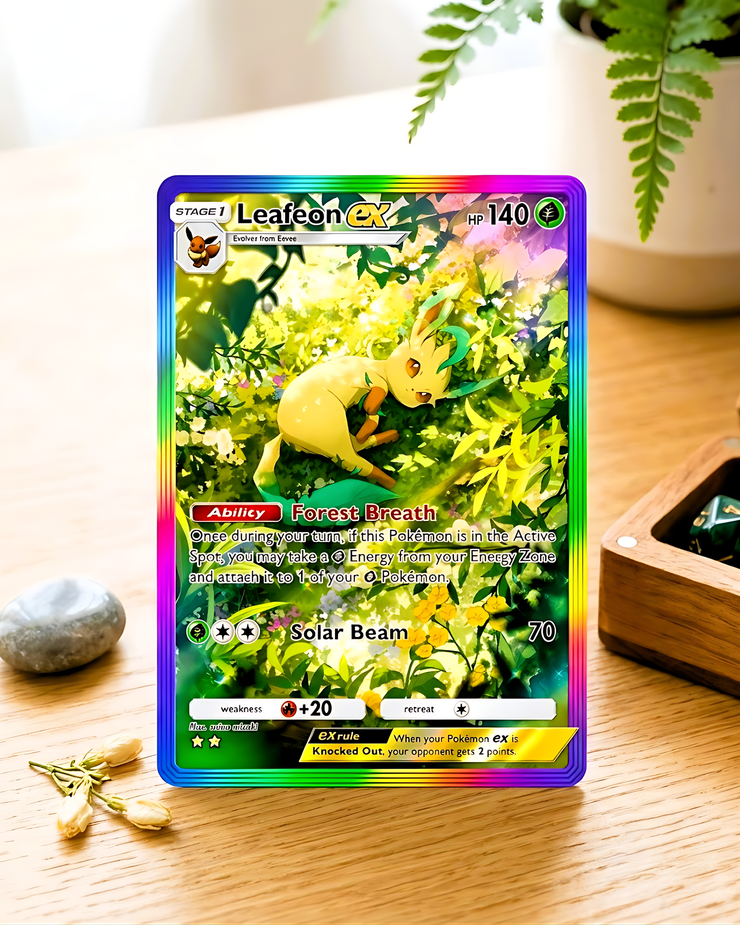 TCG Pocket Physical Custom Card | Leafeon EX Rainbow A2a-091 – A2a-Triumphant Light