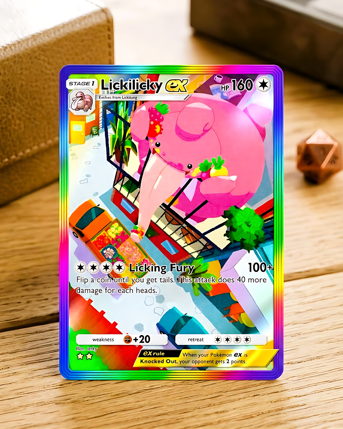 TCG Pocket Physical Custom Card | Lickilicky EX Rainbow A2-203 – Space-Time Smackdown