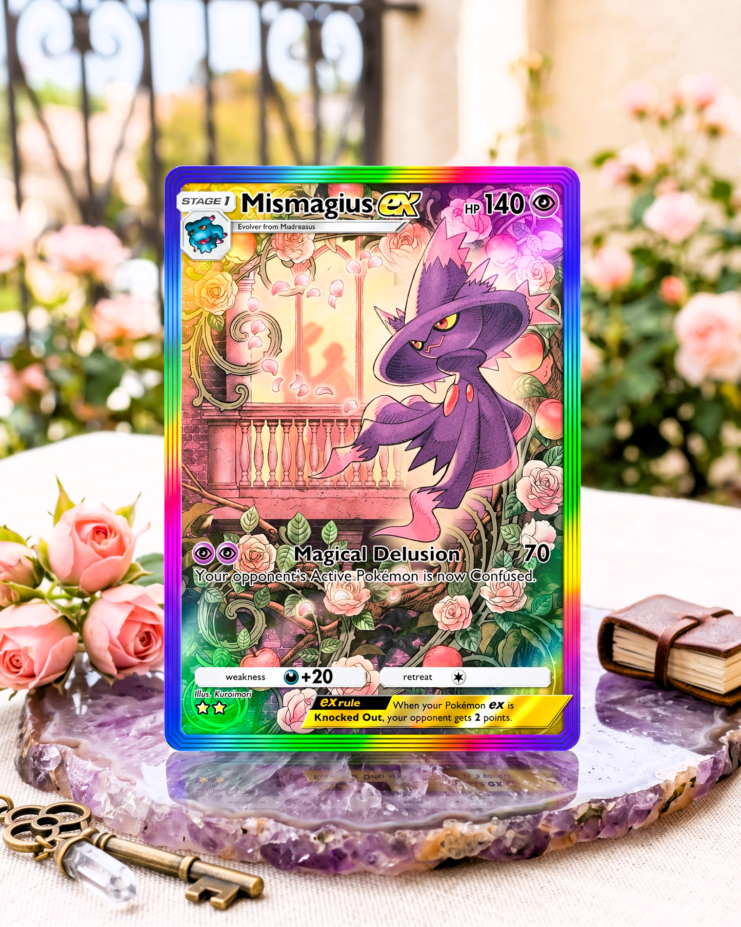 TCG Pocket Physical Custom Card | Mismagius EX Rainbow A2-199 – Space-Time Smackdown