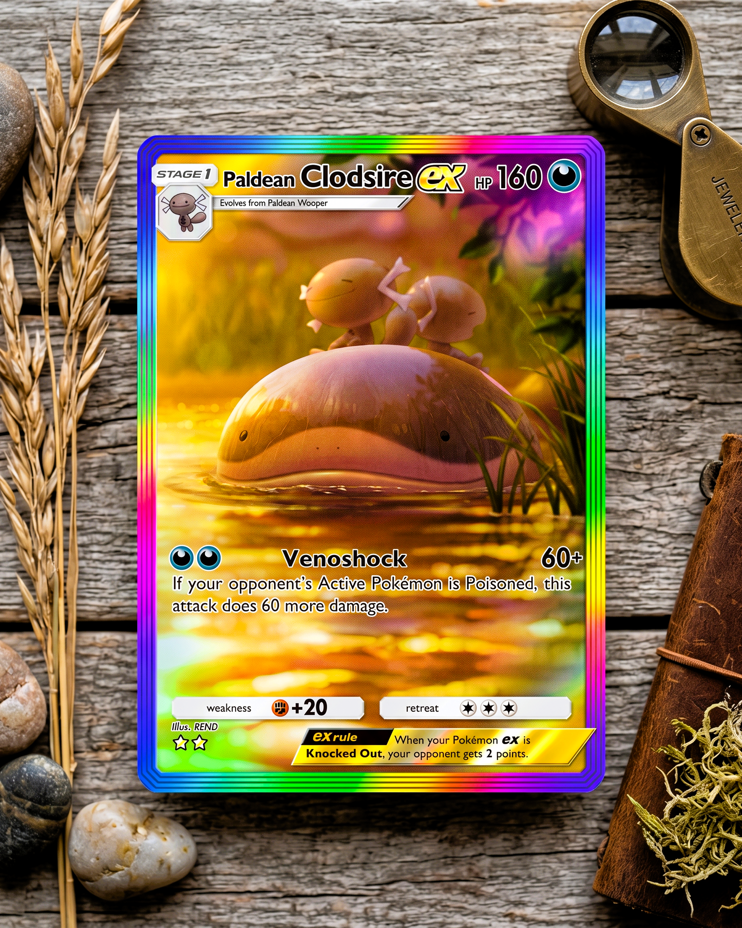 TCG Pocket Physical Custom Card | Paldean Clodsire EX Rainbow A2b-093 – A2b-Shining Revelry
