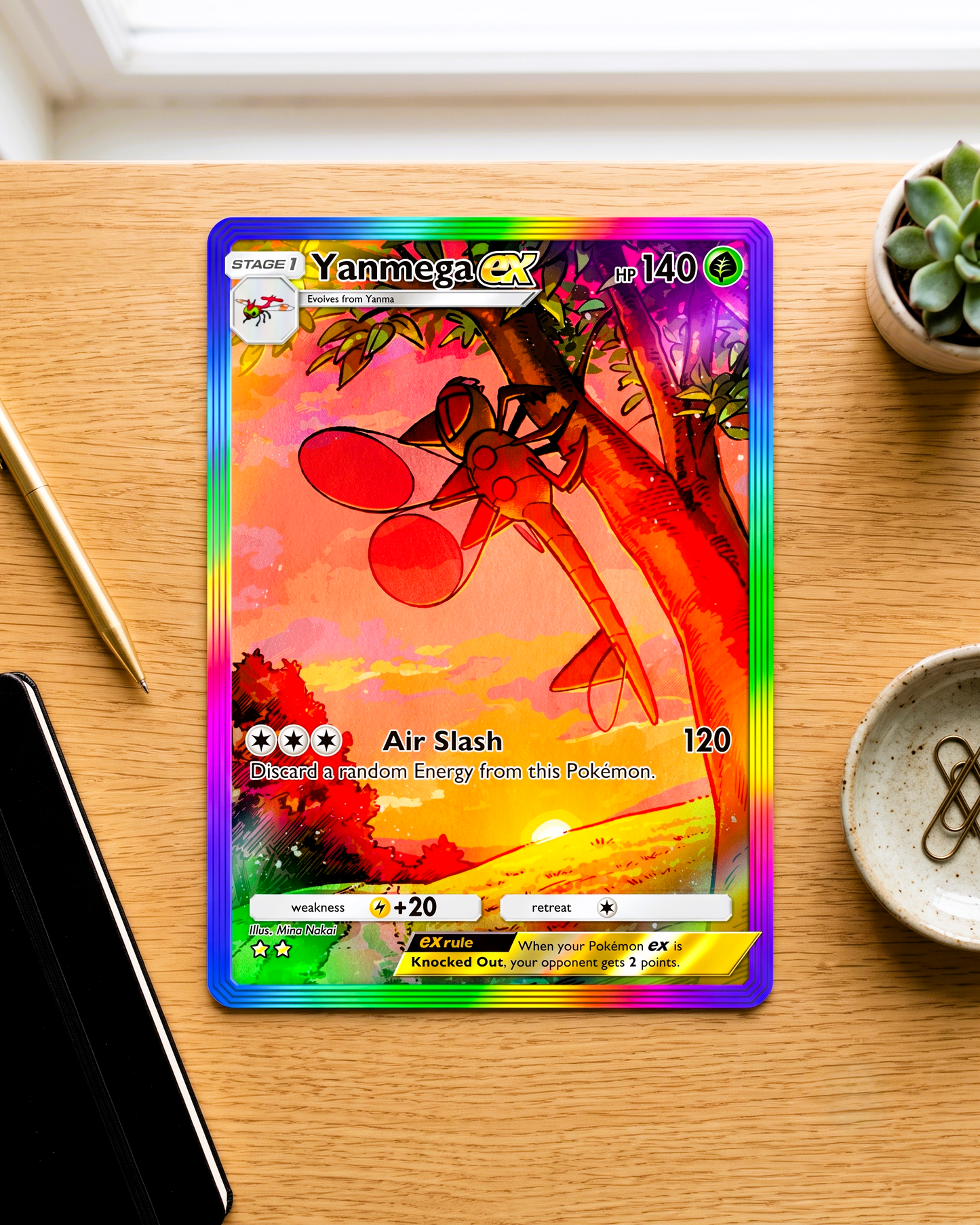 TCG Pocket Physical Custom Card | Yanmega EX Rainbow A2-196 – Space-Time Smackdown