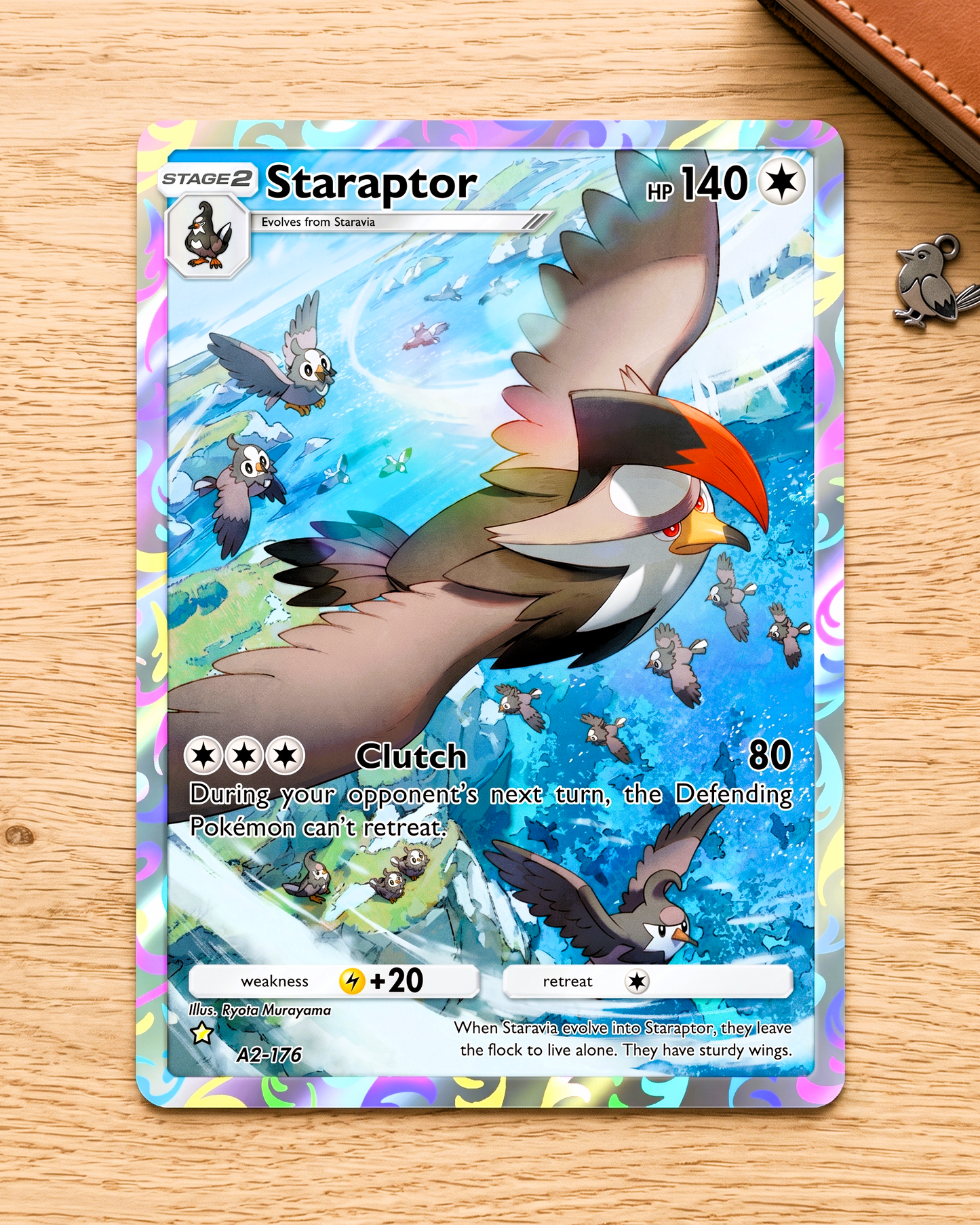 TCG Pocket Physical Custom Card | Staraptor A2-176 – Space-Time Smackdown