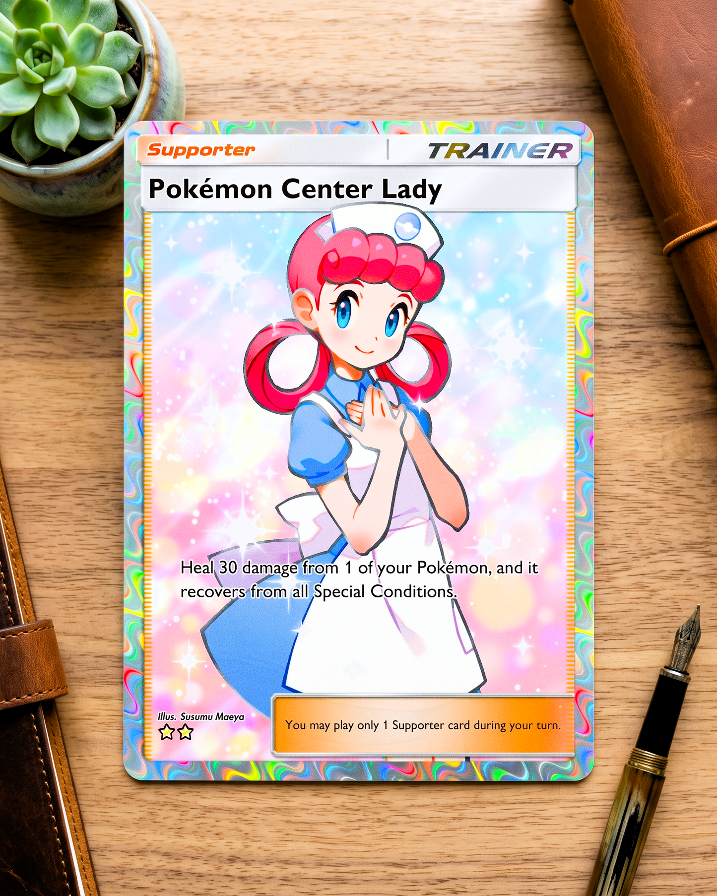 TCG Pocket Physical Custom Card | Trainer Pokémon Center Lady Full Art  A2b-089 – A2b-Shining Revelry