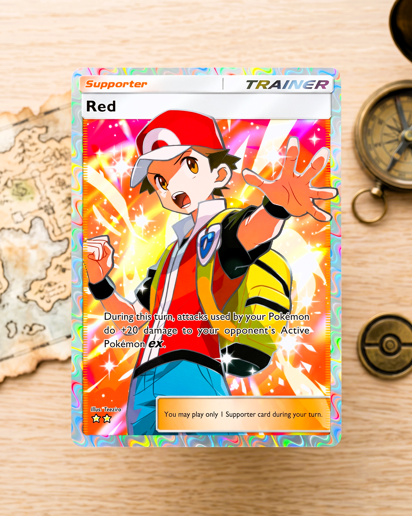 TCG Pocket Physical Custom Card | Trainer Red Full Art  A2b-090 – A2b-Shining Revelry