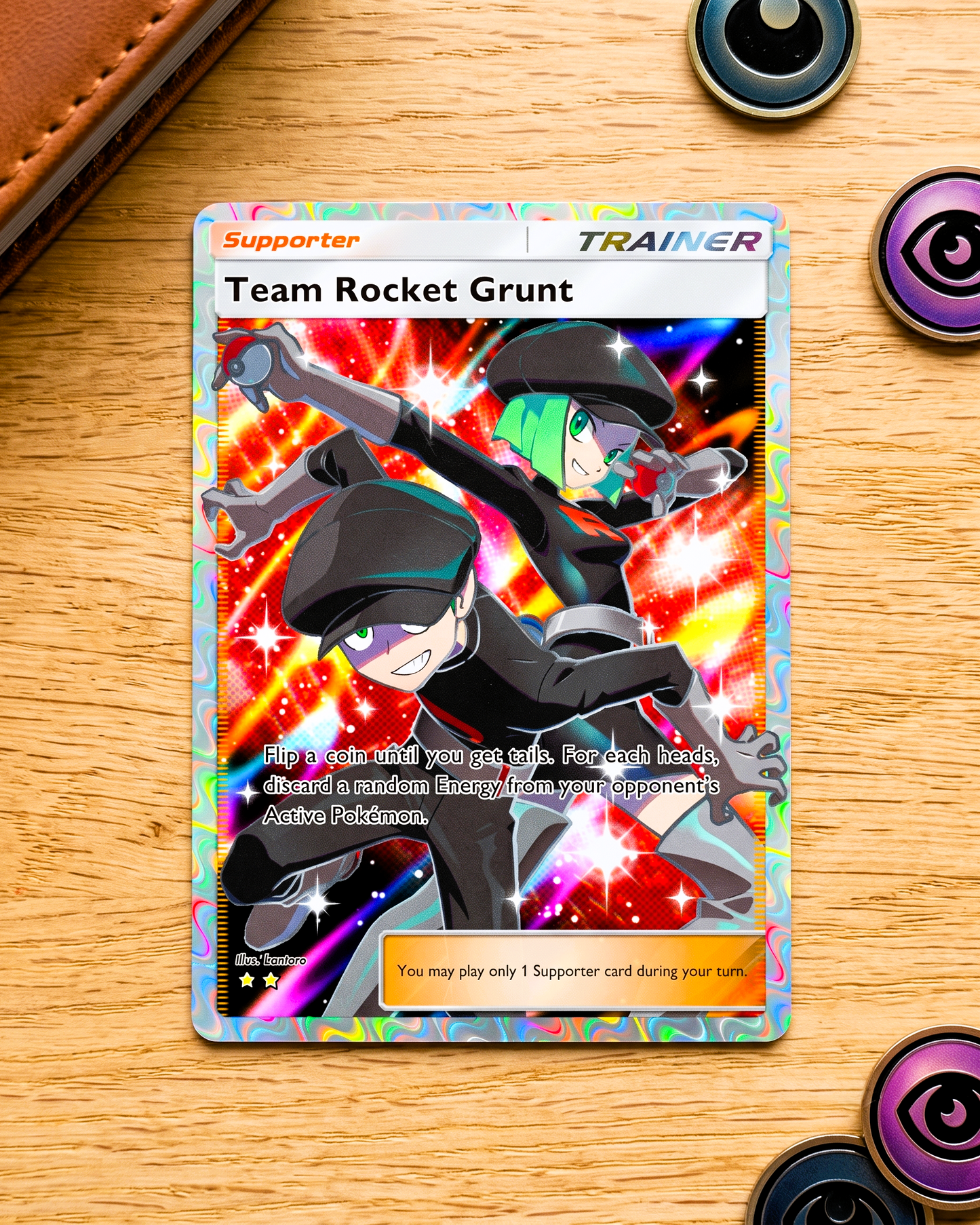 TCG Pocket Physical Custom Card | Trainer Team Rocket Grunt Full Art  A2b-091 – A2b-Shining Revelry